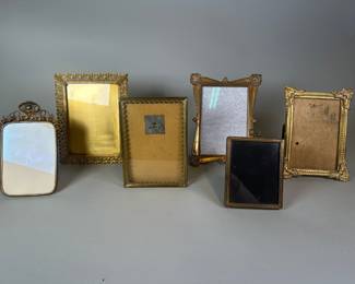 Six Antique Gilt Brass Picture Frames (6)