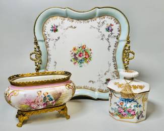 Collection Of Limoges (France) Porcelain Vanity Items (3), 20th Century