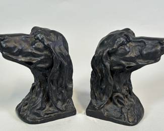 Pair Of Black Painted Metal Irish Setter Dog Bookends, Andrea By Sadek (2)