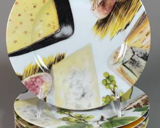 Rochard (Limoges, France) Porcelain Cheese Plates (6)