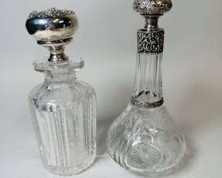 Two Silver Mounted Decanters And Stoppers (2)
