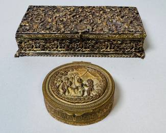 Two French Gilt Brass Boxes, Late 19th Century
