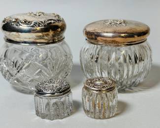 Unger Brothers (New Jersey) Sterling Silver And Cut Class Vanity Jars, C. 1900