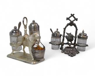 Two Victorian Silver Plated Salt And Pepper Stands