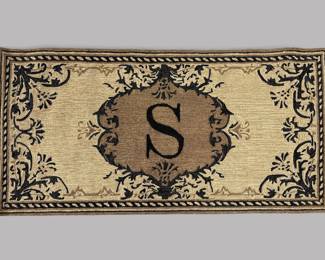 Liora Manne 'Florentine Naturals/Black "S" Monogram 35x70 Indoor/Outdoor Rug