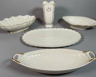 Collection Of Lenox Ivory Porcelain Serving Pieces And A Vase (5)