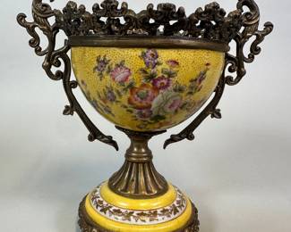 Sevres Style Metal Mounted Vase