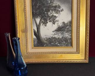 Beautiful Framed 3D Painting 2 Bonus Colored Glass Bud Faces