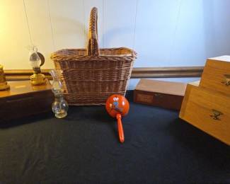 Mini Oil Lamps, Boxes, And Basket