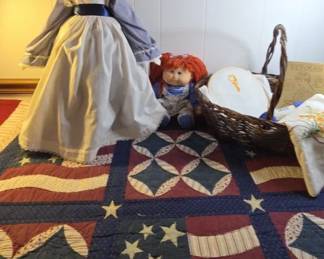 Sonoma Queen Quilt, Large Twig Basket And Vintage Doll