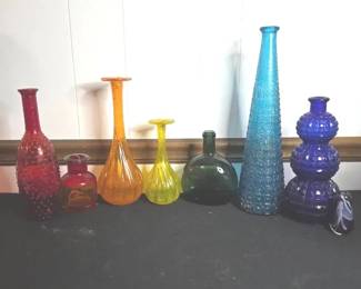 Rainbow Set Of Vintage Glass Bottles