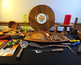 Vintage Ozark Walnut Serving Tray, Monkey Pod Wood And More