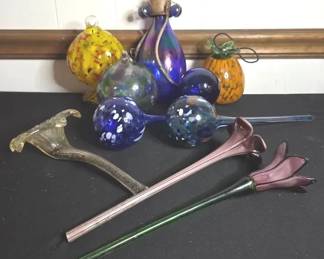 Collection Of Hand Blown Glass Orbs And More