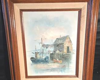 Harbor Scene Oil Painting By Alan J. Simpson