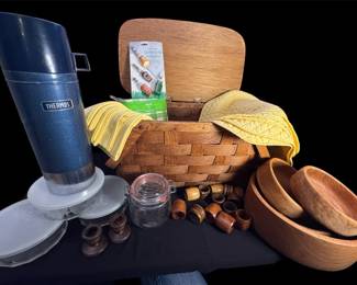 Incredibly Generous Picnic Mystery Lot With Vintage Picnic Basket