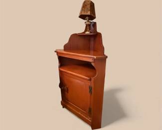 Vintage Corner Storage Hutch And Floral Lamp