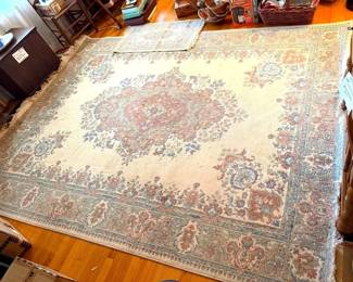 Beautiful 124 X94 Inch Rug In Muted Blues And Oranges And Bonus Area Rug 