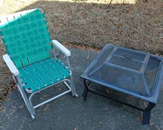 Outdoor Fire Pit With Folding Rocking Chair