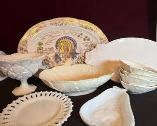 Variety Of Serving Dishes In Whites And Creams