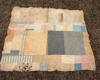 Two Sided Vintage Quilt In Shades Of Blue