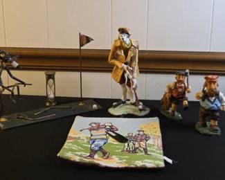 Vintage Italian Ceramic Figurine, Set Of Scottish Golf Figurines And More