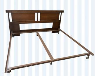 Thomasville King Size Wooden Headboard W Rattan Accents Bed Frame