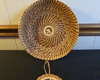 Coiled Pine Needle Basket And Ornament 
