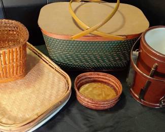  06 Vintage Picnic Basket and Accessories