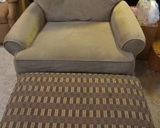 Sage Green Recliner And Upholstered Ottoman