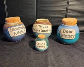 Set Of Word Jars Made By Tumbleweed Pottery NC