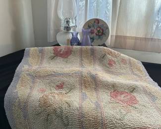 Pastel Floral Plate, HandKnotted Rug  More Decor