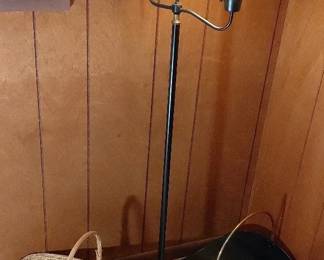 Vintage Lamp and Log Carrier With Basket