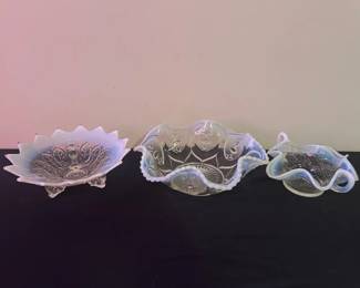 Vintage Ruffled Pressed Glass Set and Dominion Bowl Included