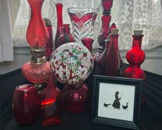 Red In Bottles, Crystal Vase Christmas Ornament 