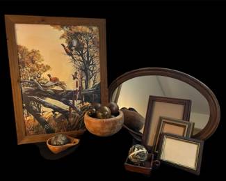 Rustic Man Cave Vibes With Art, Mirror Wood