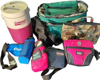 Outdoor Packs, Coolers and Two Outdoor Chairs