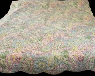 Colorful Paisley Stripe Reversible Quilt