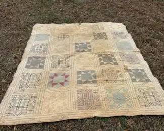 Vtg. Stars Plaid Quilt