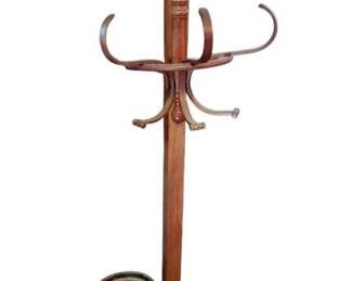Vintage Wooden Coat Rack and Umbrella Stand