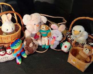 Gift Stuffed Animals and Basket Collection