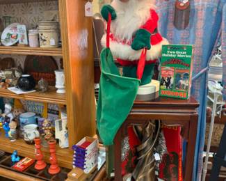 Vintage Santa, candlesticks, lots of fun collectibles