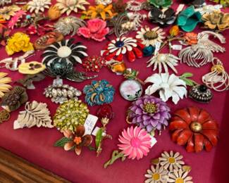vintage enamel brooches