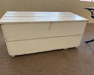 Large handmade white trunk with lockable latch for storage