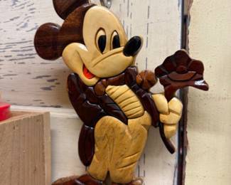 Wood Mickey with Flowers, 1970s 