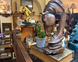 Carved wood horse head, horse decor