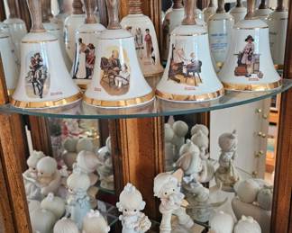 Norman Rockwell bells and precious moments 