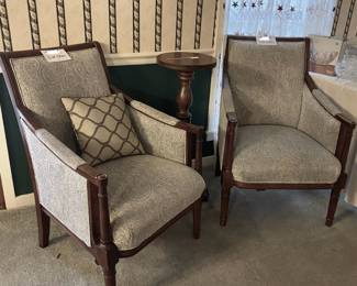 Upholstered accent chairs. 