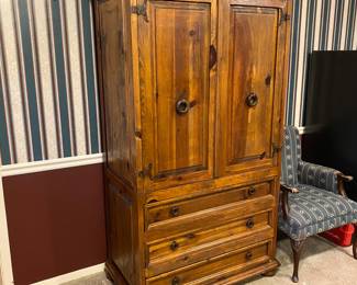 Heavy wood entertainment center. 