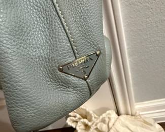 Prada Slate Blue Pebble Leather Tote