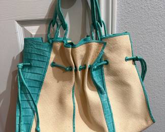 Nancy Gonzales Teal Croc Tote